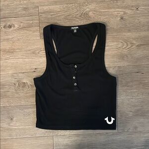 True Religion Black Sleeveless Crop Tank Top